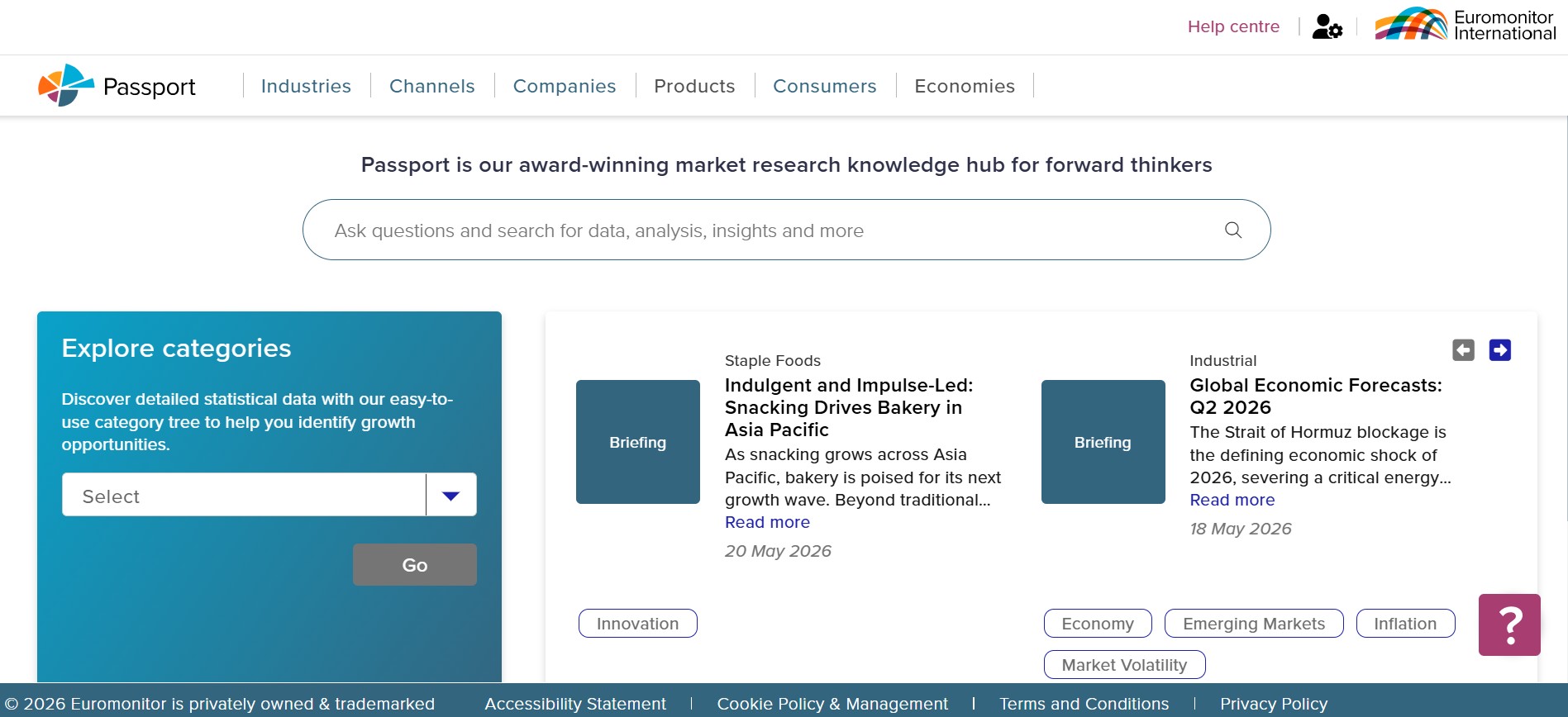 Screenshot of Passport landing page