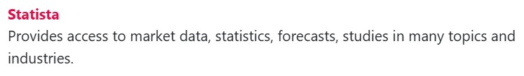 Screenshot of the SIM E-Resources page showing the Statista link