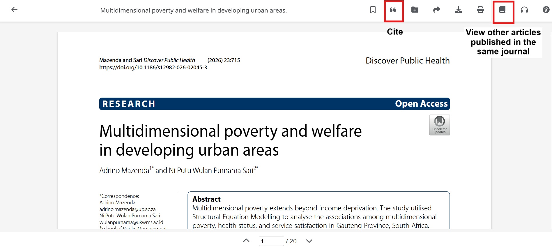 Search results page showing filters and article titles.