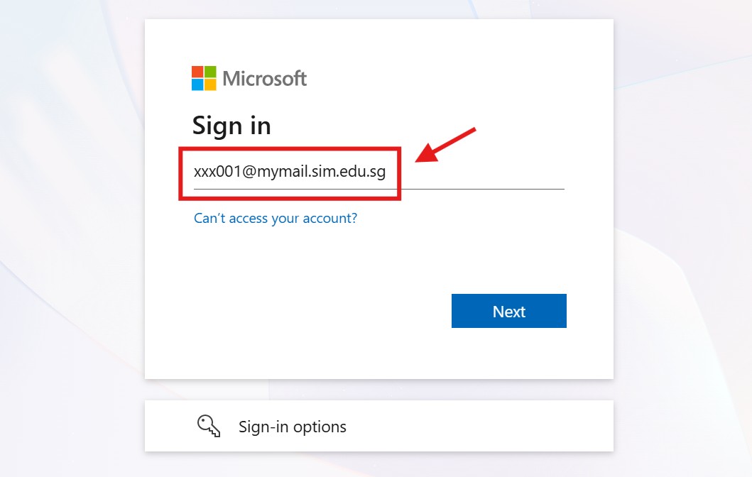 Sign in page with email address.